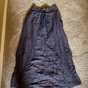 Black/dark charcoal embroidered maxi skirt